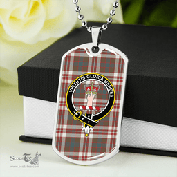 ScottishPlaid Robertson Dress Weathered Clan Tartan Dog Tag Necklace - Crest Classic Scottish Plaid Tartan Plaid