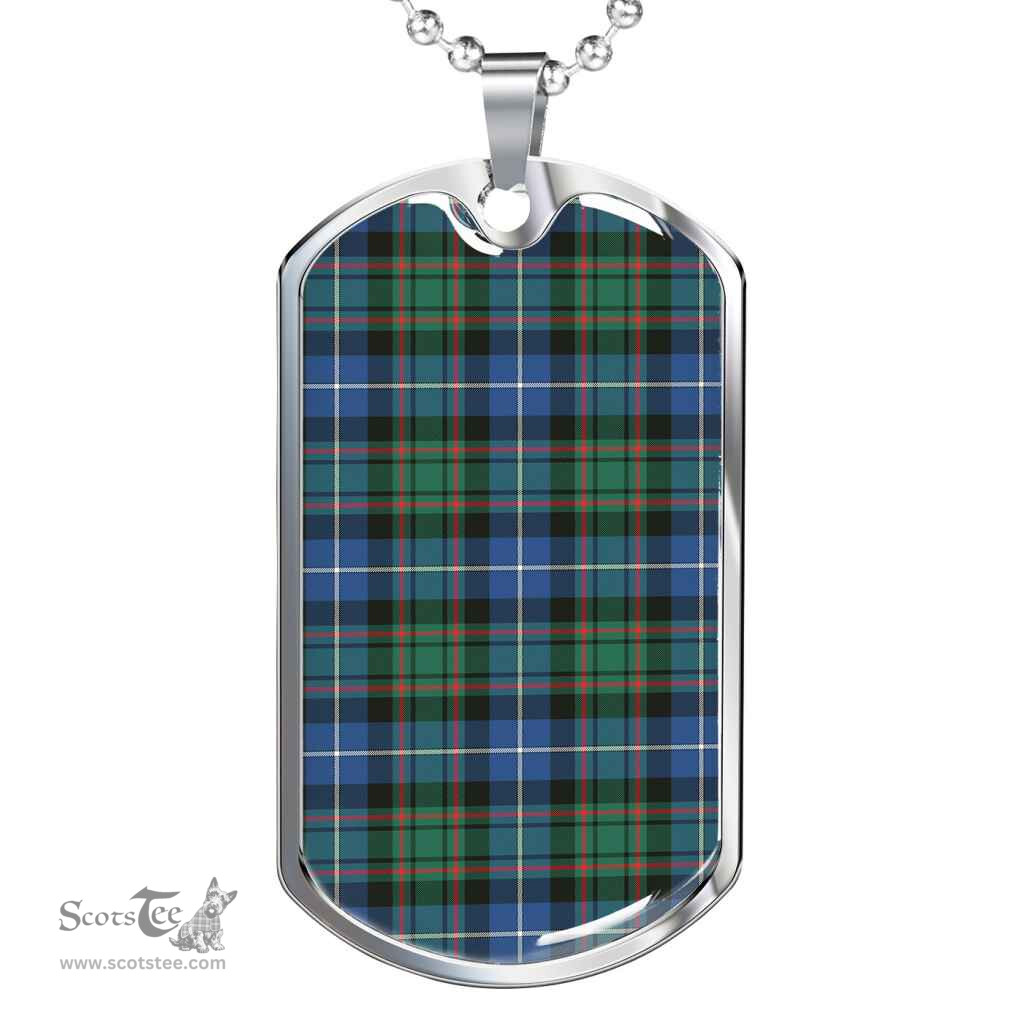 Scottish MacRae Hunting Ancient Clan Tartan Dog Tag Necklace - Classic Scottish Plaid Tartan Plaid