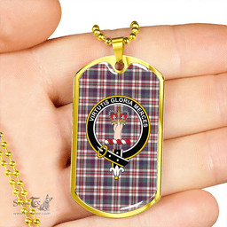 ScottishPlaid Robertson Dress #2 Weathered Clan Tartan Dog Tag Necklace - Crest Classic Scottish Plaid Tartan Plaid