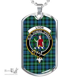 Scottish Lyon Clan Tartan Dog Tag Necklace - Crest Classic Scottish Plaid Tartan Plaid