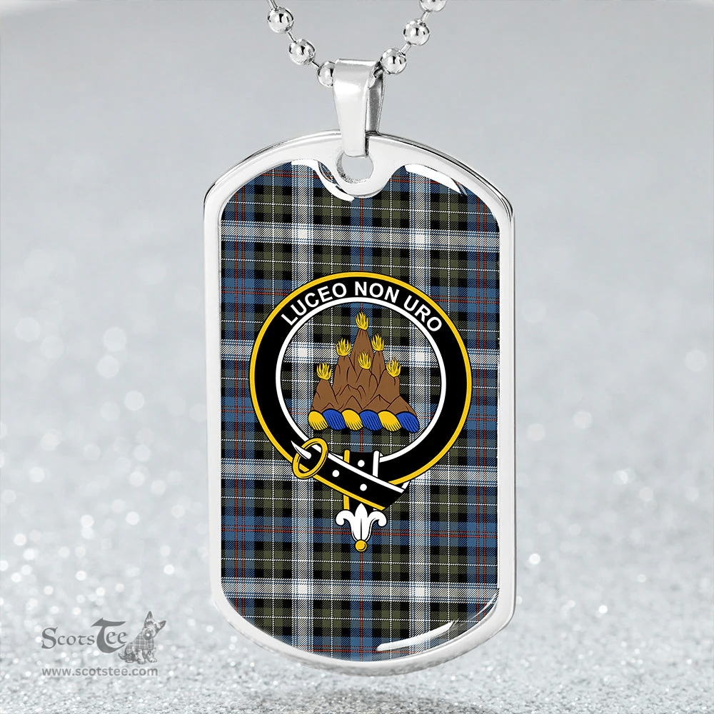 ScottishPlaid MacKenzie Dress #2 Ancient Clan Tartan Dog Tag Necklace - Crest Classic Scottish Plaid Tartan Plaid