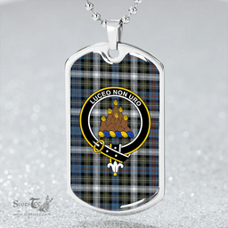 ScottishPlaid MacKenzie Dress #2 Ancient Clan Tartan Dog Tag Necklace - Crest Classic Scottish Plaid Tartan Plaid