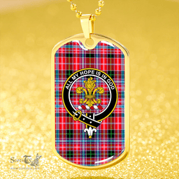 ScottishPlaid Udny Clan Tartan Dog Tag Necklace - Crest Classic Scottish Plaid Tartan Plaid