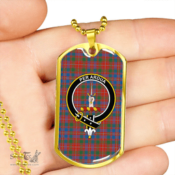 ScottishPlaid MacIntyre #2 Ancient Clan Tartan Dog Tag Necklace - Crest Classic Scottish Plaid Tartan Plaid