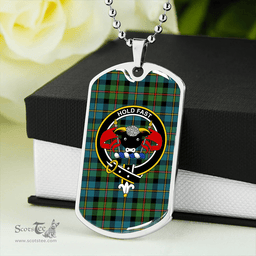 ScottishPlaid MacLeod of Skeabost Ancient Clan Tartan Dog Tag Necklace - Crest Classic Scottish Plaid Tartan Plaid