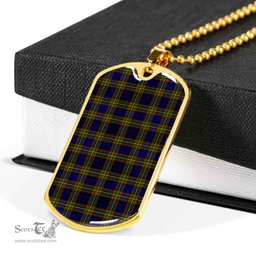 Scottish Clelland Modern Clan Tartan Dog Tag Necklace - Classic Scottish Plaid Tartan Plaid