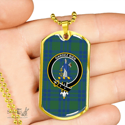 ScottishPlaid Montgomery (Vestiarium Scoticum) (Montgomery Blue Green) Modern Clan Tartan Dog Tag Necklace - Crest Classic Scottish Plaid Tartan Plaid
