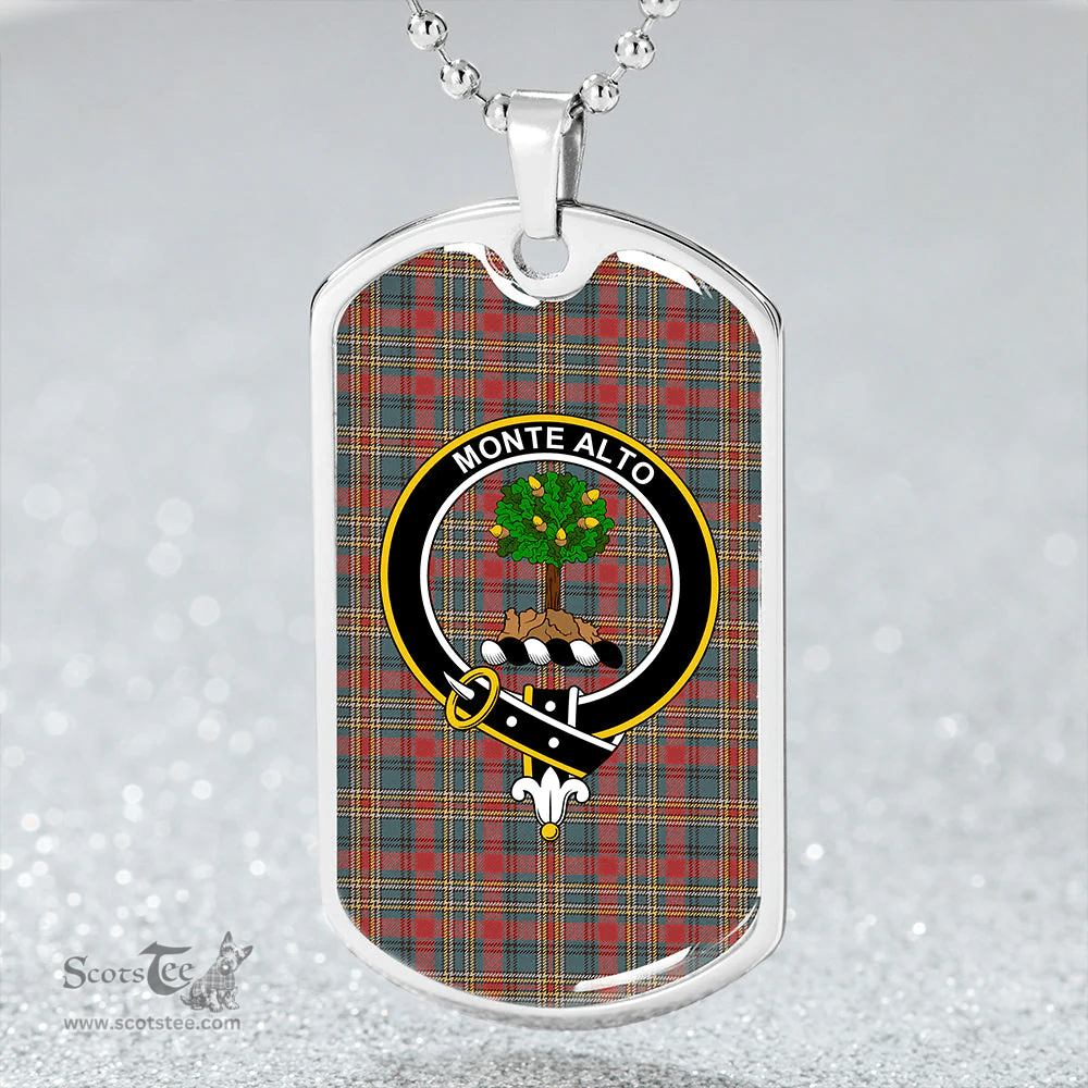 ScottishPlaid Mowat Sir Oliver Weathered Clan Tartan Dog Tag Necklace - Crest Classic Scottish Plaid Tartan Plaid