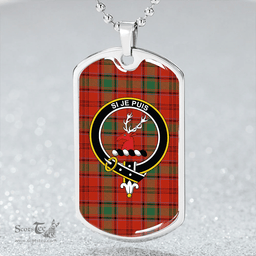 ScottishPlaid MacLintock Ancient Clan Tartan Dog Tag Necklace - Crest Classic Scottish Plaid Tartan Plaid