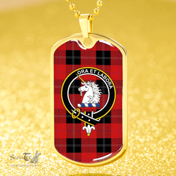ScottishPlaid Ramsay Red (Ramsay of Dalhousie) Weathered Clan Tartan Dog Tag Necklace - Crest Classic Scottish Plaid Tartan Plaid
