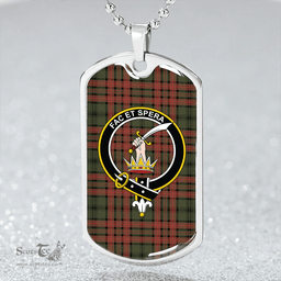 ScottishPlaid Matheson Hunting (Highland Society of London) Ancient Clan Tartan Dog Tag Necklace - Crest Classic Scottish Plaid Tartan Plaid