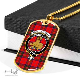Scottish MacGillivray Clan Tartan Dog Tag Necklace - Crest Classic Scottish Plaid Tartan Plaid