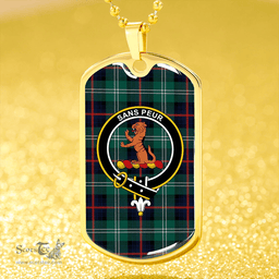 ScottishPlaid Sutherland Old Modern Clan Tartan Dog Tag Necklace - Crest Classic Scottish Plaid Tartan Plaid