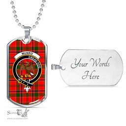 Scottish Munro Clan Tartan Dog Tag Necklace - Crest Classic Scottish Plaid Tartan Plaid