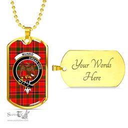 Scottish Munro Clan Tartan Dog Tag Necklace - Crest Classic Scottish Plaid Tartan Plaid