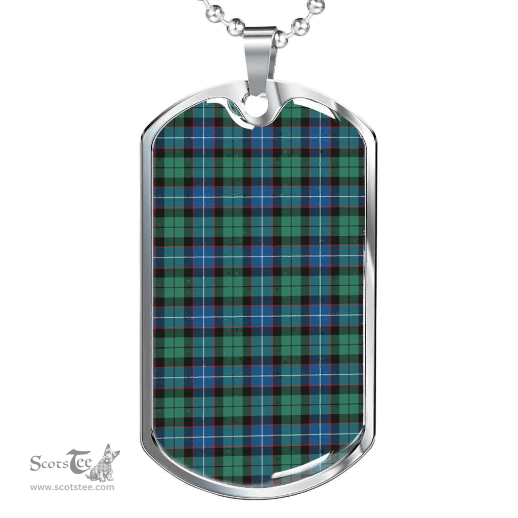 Scottish Hunter Ancient Clan Tartan Dog Tag Necklace - Classic Scottish Plaid Tartan Plaid