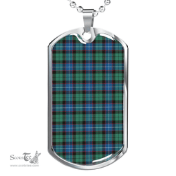 Scottish Hunter Ancient Clan Tartan Dog Tag Necklace - Classic Scottish Plaid Tartan Plaid