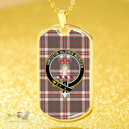 ScottishPlaid Robertson Dress Weathered Clan Tartan Dog Tag Necklace - Crest Classic Scottish Plaid Tartan Plaid