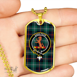 ScottishPlaid Sutherland Old Modern Clan Tartan Dog Tag Necklace - Crest Classic Scottish Plaid Tartan Plaid