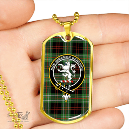 ScottishPlaid MacDiarmid Ancient Clan Tartan Dog Tag Necklace - Crest Classic Scottish Plaid Tartan Plaid