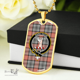 ScottishPlaid Napier Rose Ancient Clan Tartan Dog Tag Necklace - Crest Classic Scottish Plaid Tartan Plaid
