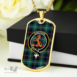 ScottishPlaid Sutherland Old Modern Clan Tartan Dog Tag Necklace - Crest Classic Scottish Plaid Tartan Plaid
