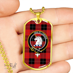 ScottishPlaid Ramsay Red (Ramsay of Dalhousie) Weathered Clan Tartan Dog Tag Necklace - Crest Classic Scottish Plaid Tartan Plaid