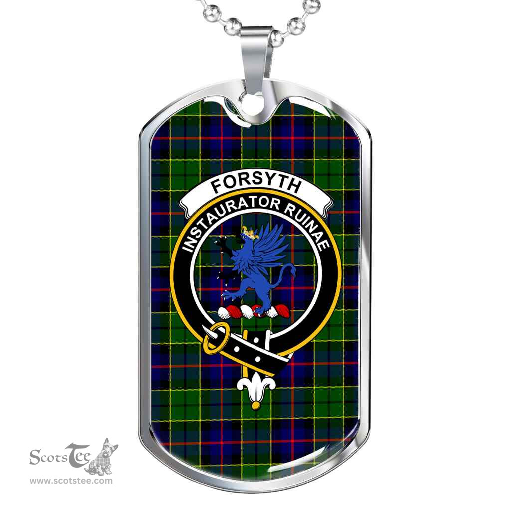 Scottish Forsyth Clan Tartan Dog Tag Necklace - Crest Classic Scottish Plaid Tartan Plaid