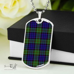 Scottish Newman Clan Tartan Dog Tag Necklace - Classic Scottish Plaid Tartan Plaid