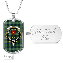 Scottish Learmonth Clan Tartan Dog Tag Necklace - Crest Classic Scottish Plaid Tartan Plaid