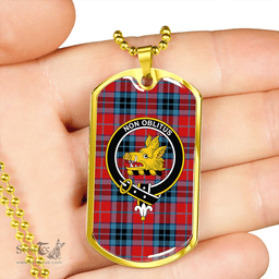 ScottishPlaid MacTavish (Thompson Red) Modern Clan Tartan Dog Tag Necklace - Crest Classic Scottish Plaid Tartan Plaid