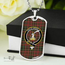 ScottishPlaid Matheson Hunting (Highland Society of London) Ancient Clan Tartan Dog Tag Necklace - Crest Classic Scottish Plaid Tartan Plaid
