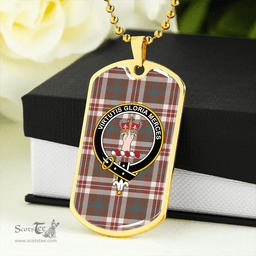 ScottishPlaid Robertson Dress Weathered Clan Tartan Dog Tag Necklace - Crest Classic Scottish Plaid Tartan Plaid