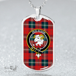 ScottishPlaid Ruthven Modern Clan Tartan Dog Tag Necklace - Crest Classic Scottish Plaid Tartan Plaid