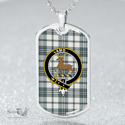 ScottishPlaid Scott Dress Turquoise Weathered Clan Tartan Dog Tag Necklace - Crest Classic Scottish Plaid Tartan Plaid