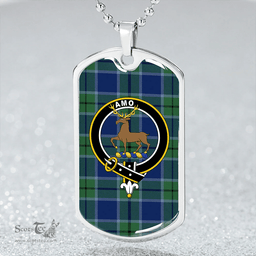 ScottishPlaid Scott Green (Sir Walter) Modern Clan Tartan Dog Tag Necklace - Crest Classic Scottish Plaid Tartan Plaid