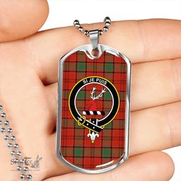 ScottishPlaid MacLintock Ancient Clan Tartan Dog Tag Necklace - Crest Classic Scottish Plaid Tartan Plaid