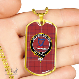 ScottishPlaid Rose of Kilravock Weathered Clan Tartan Dog Tag Necklace - Crest Classic Scottish Plaid Tartan Plaid