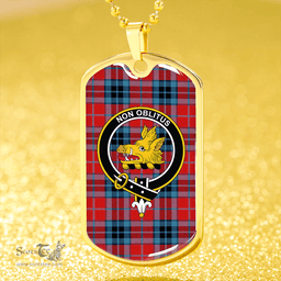 ScottishPlaid MacTavish (Thompson Red) Modern Clan Tartan Dog Tag Necklace - Crest Classic Scottish Plaid Tartan Plaid
