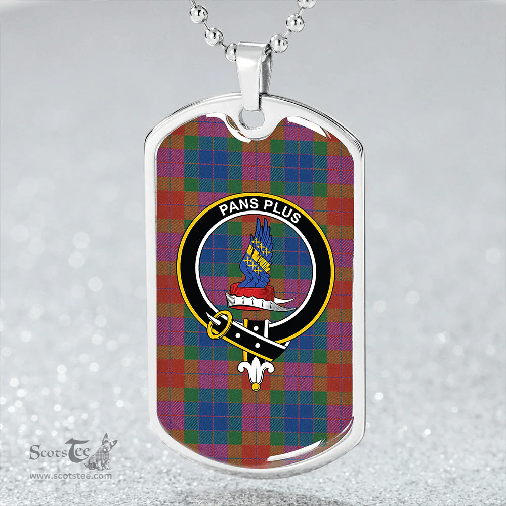 ScottishPlaid Marr Red Modern Clan Tartan Dog Tag Necklace - Crest Classic Scottish Plaid Tartan Plaid
