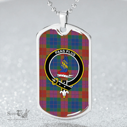 ScottishPlaid Marr Red Modern Clan Tartan Dog Tag Necklace - Crest Classic Scottish Plaid Tartan Plaid