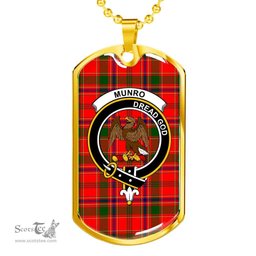 Scottish Munro Clan Tartan Dog Tag Necklace - Crest Classic Scottish Plaid Tartan Plaid