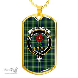 Scottish Learmonth Clan Tartan Dog Tag Necklace - Crest Classic Scottish Plaid Tartan Plaid