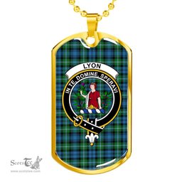 Scottish Lyon Clan Tartan Dog Tag Necklace - Crest Classic Scottish Plaid Tartan Plaid