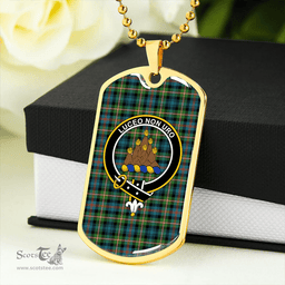 ScottishPlaid MacKenzie Morgan Ancient Clan Tartan Dog Tag Necklace - Crest Classic Scottish Plaid Tartan Plaid