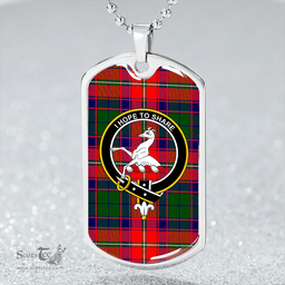 ScottishPlaid Riddell Clan Tartan Dog Tag Necklace - Crest Classic Scottish Plaid Tartan Plaid