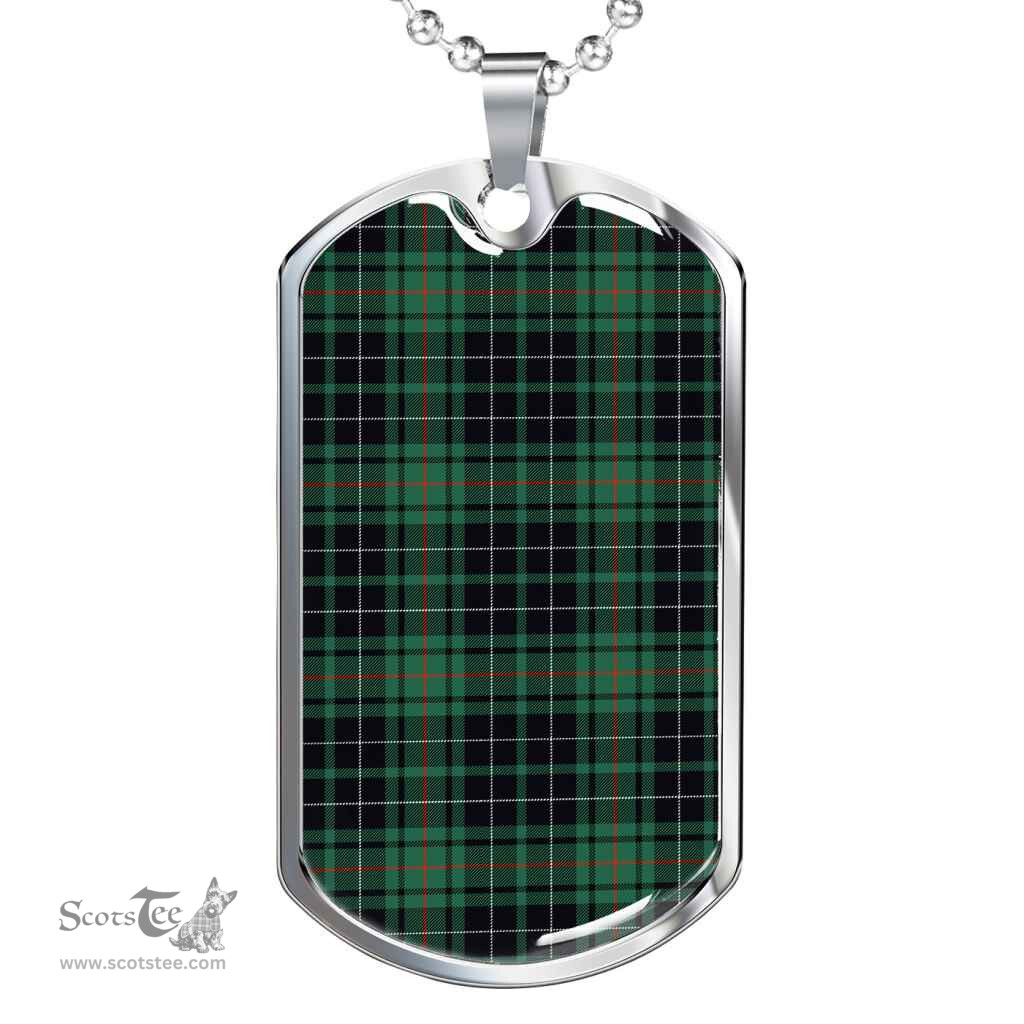 Scottish MacAulay Hunting Ancient Clan Tartan Dog Tag Necklace - Classic Scottish Plaid Tartan Plaid