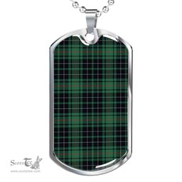 Scottish MacAulay Hunting Ancient Clan Tartan Dog Tag Necklace - Classic Scottish Plaid Tartan Plaid