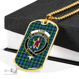 Scottish Lyon Clan Tartan Dog Tag Necklace - Crest Classic Scottish Plaid Tartan Plaid