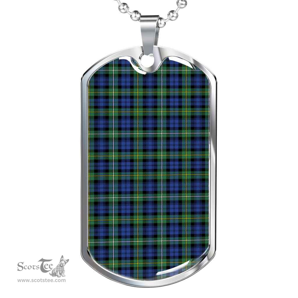 Scottish Campbell Argyll Ancient Clan Tartan Dog Tag Necklace - Classic Scottish Plaid Tartan Plaid